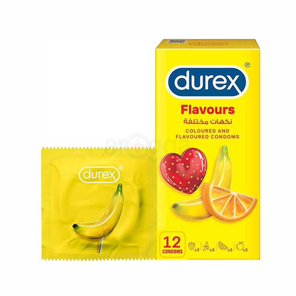 Durex Flavours Condom (Strawberry, Banana, Orange & Apple Combo) - 12s Pack  