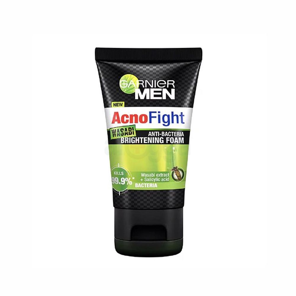 Garnier Men Acno Fight Anti Bacteria Brightening Foam with Ekstrak Wasabi & Salicylic Acid  