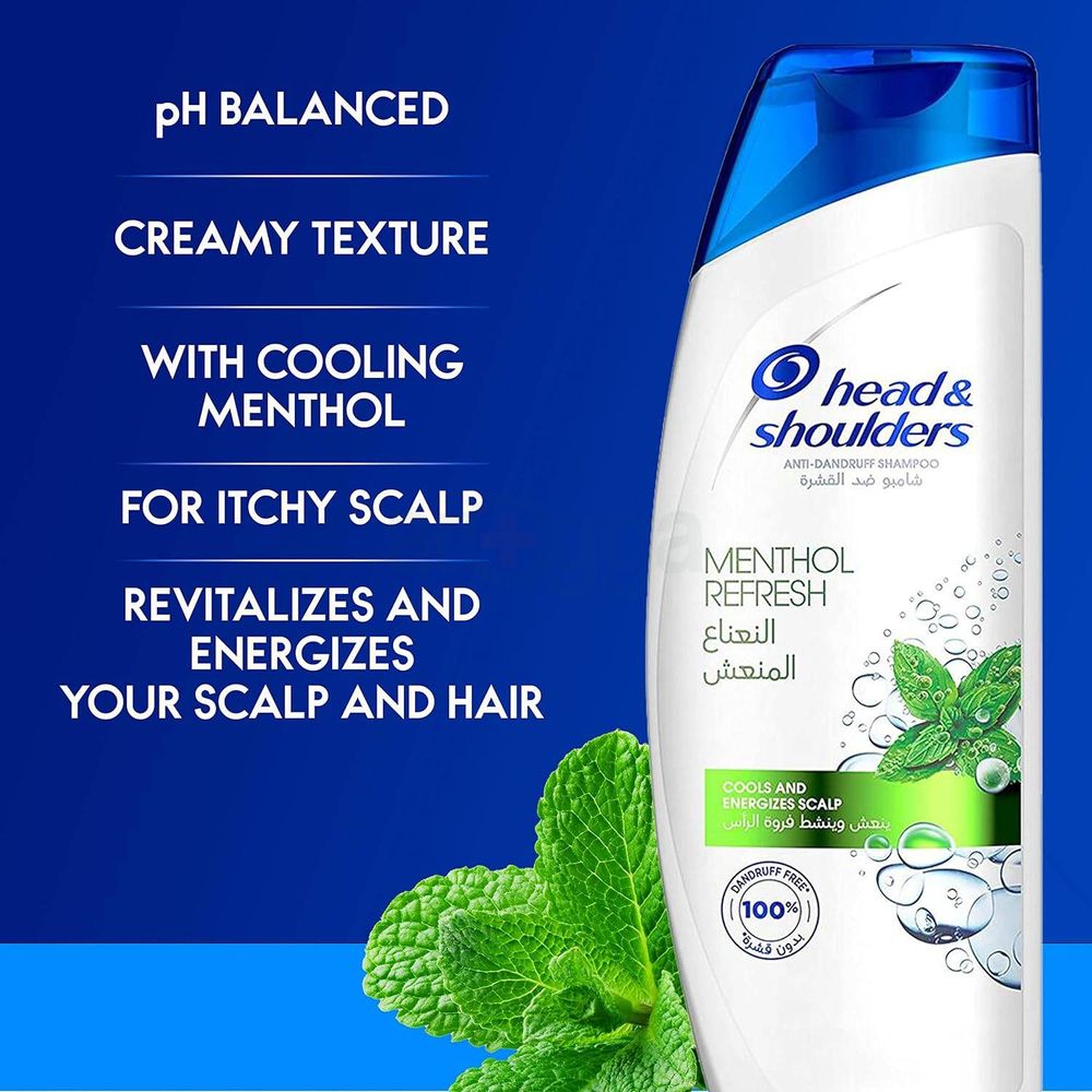 Head & Shoulders Anti-Dandruff Shampoo with Menthol Refresh 400ml (Made in Saudi Arabia)   