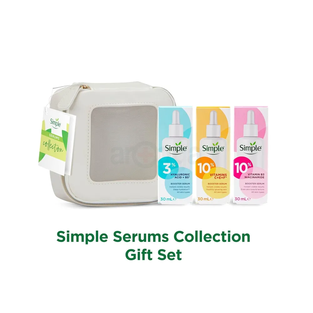 Simple SkinKind Collection Booster Serum Gift Set (3% Hyaluronic Acid+B5, 10% VitaminC+E+F & 10% Vitamin B3 Niacinamide)  