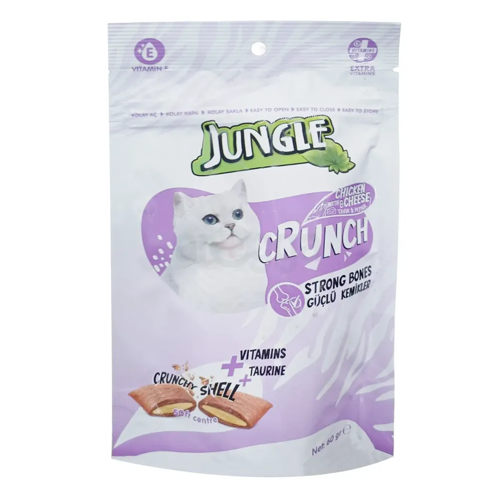 Jungle Cat Food Crunch Hair & Skin Care -Chicken & Cheese - 60gm Pouch ...