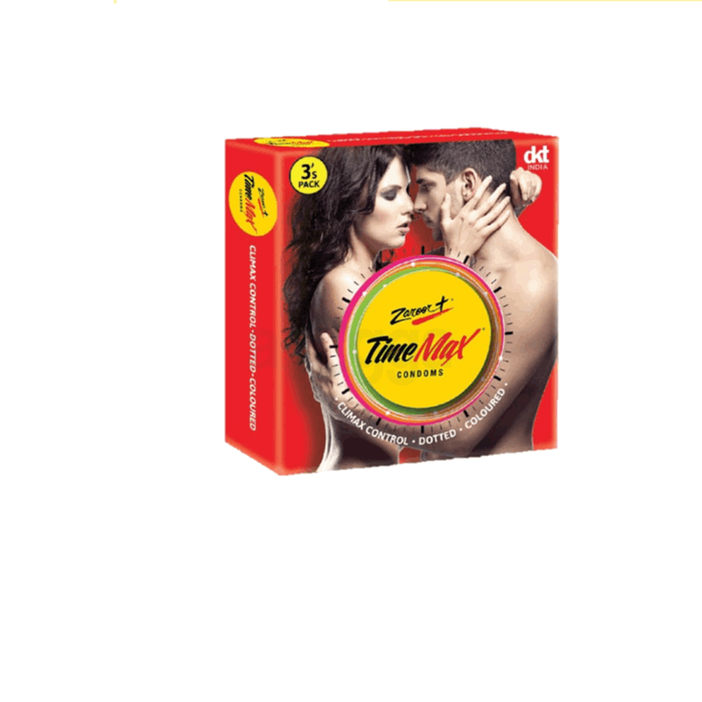 Zaroor TimeMax Climax Control Dotted Coloured Condom - 3Pcs Pack  
