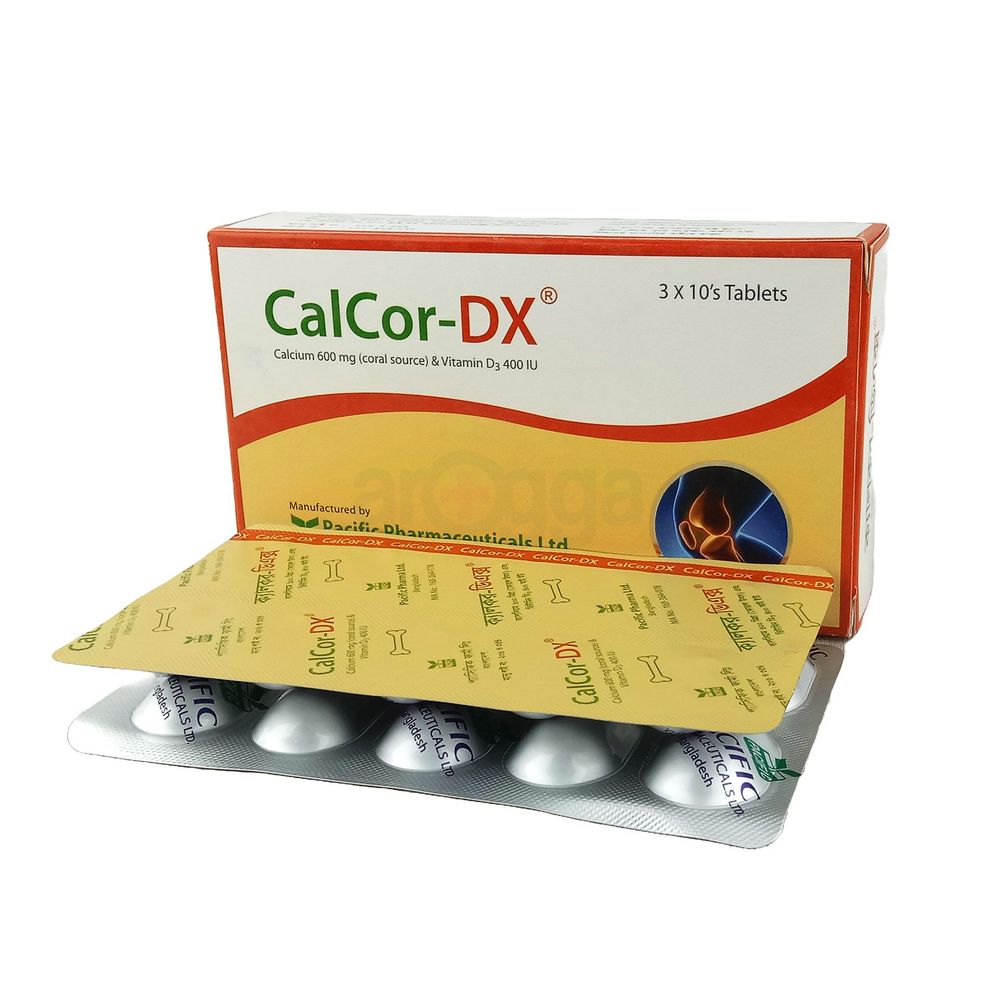 Calcor-DX 600mg+400IU Tablet