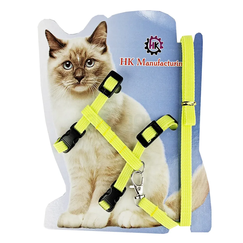 Cat & Dog Nylon I-Shape Chest Leash Traction Belt Harness Straps(Yellow) - Medium  