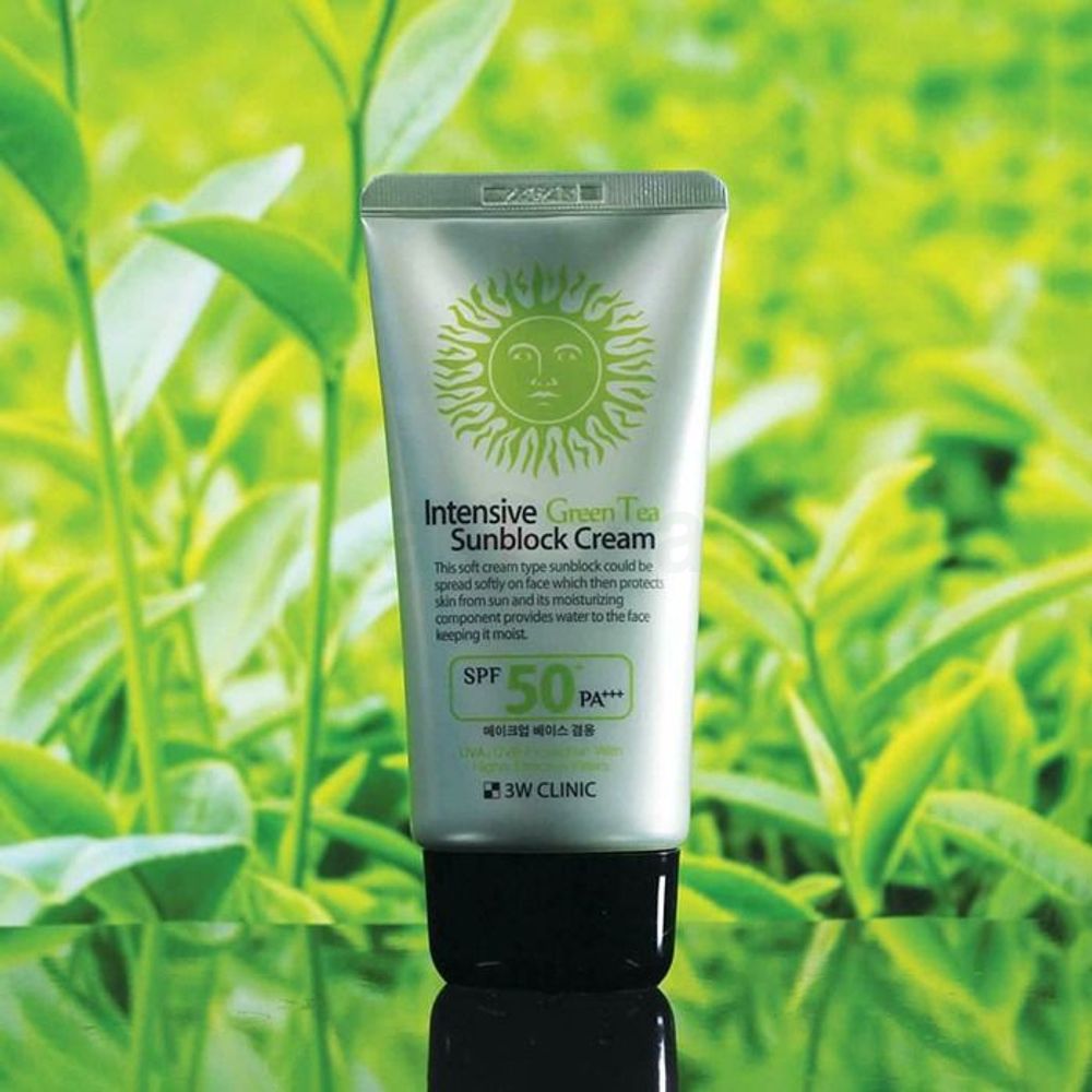 3W Clinic Intensive Green Tea Sunblock Cream SPF 50+PA+++  