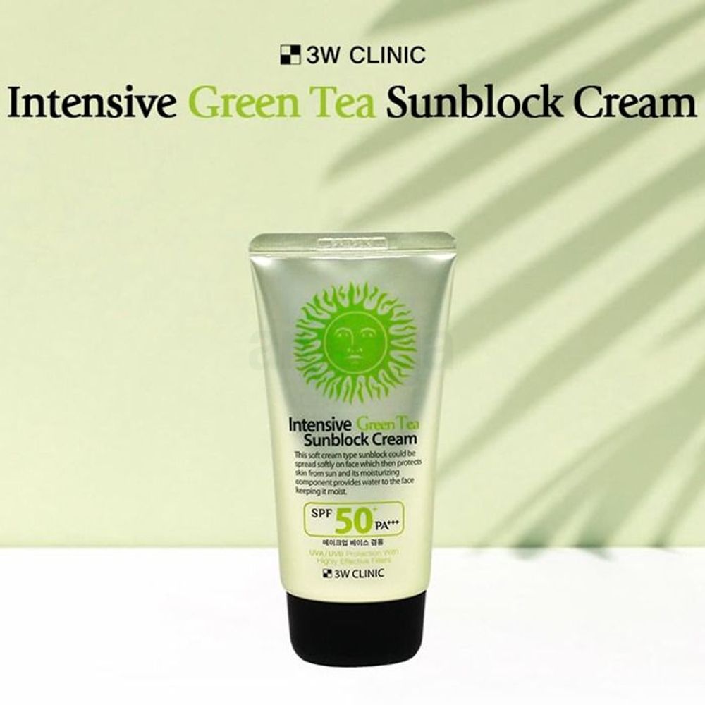 3W Clinic Intensive Green Tea Sunblock Cream SPF 50+PA+++  