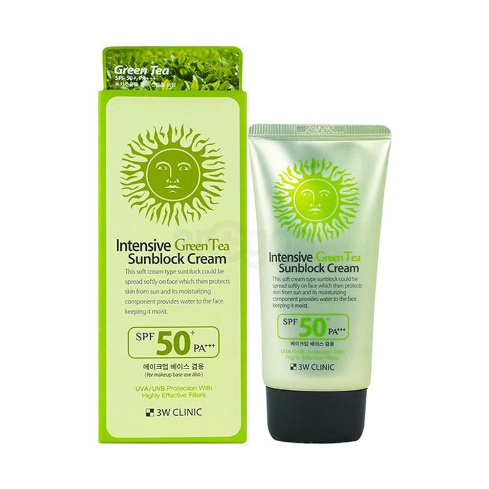 3W Clinic Intensive Green Tea Sunblock Cream SPF 50+PA+++  