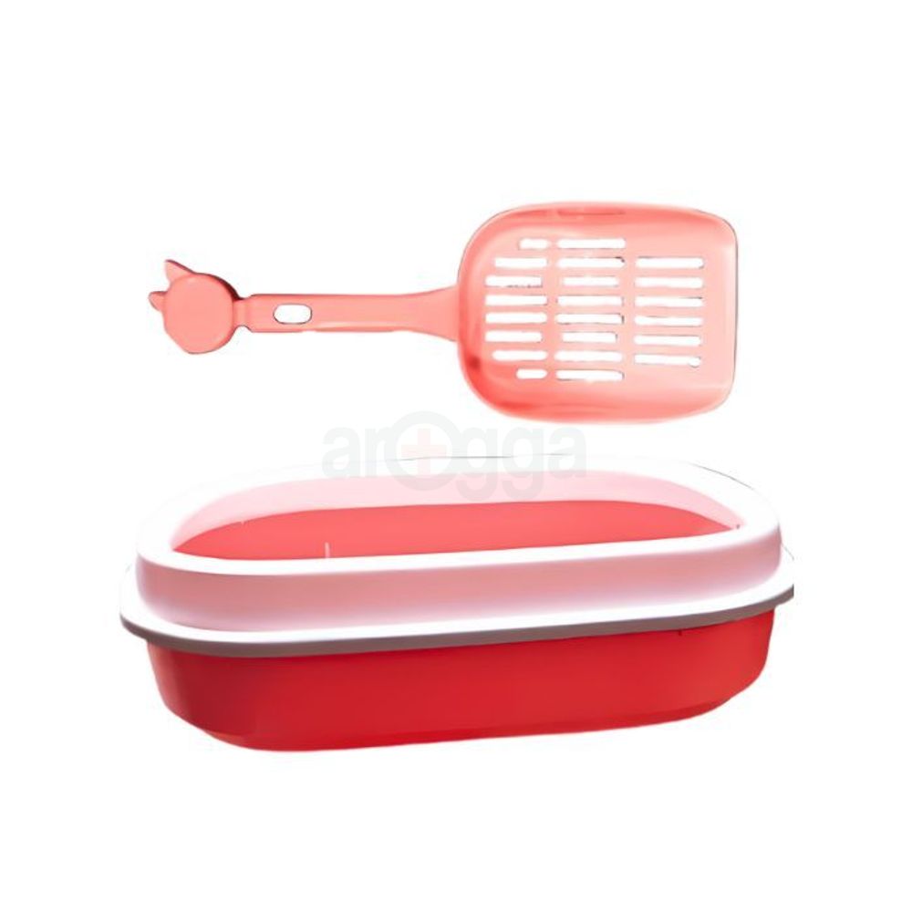 Smarty Cat Litter Box With Scoop (Red) - 50*42*15 cm Piece  