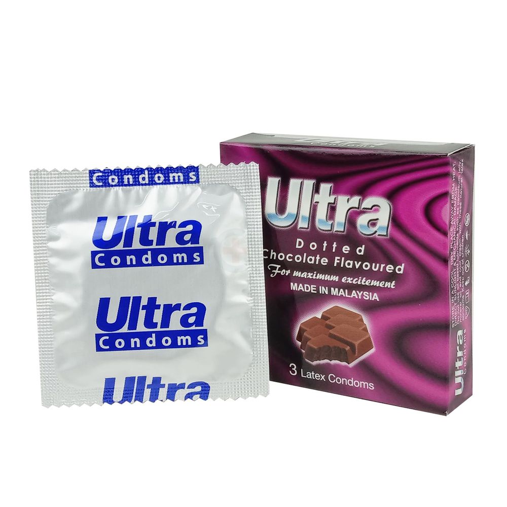 Ultra Dotted Latex Condoms Chocolate (Malaysia) - 3Pcs Pack  