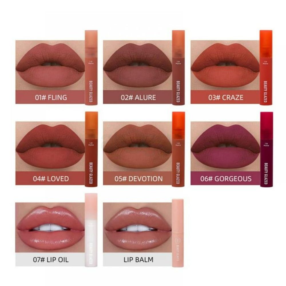 Beauty Glazed Mini Outfit Matte Liquid Lipstick Set - 8 pcs  