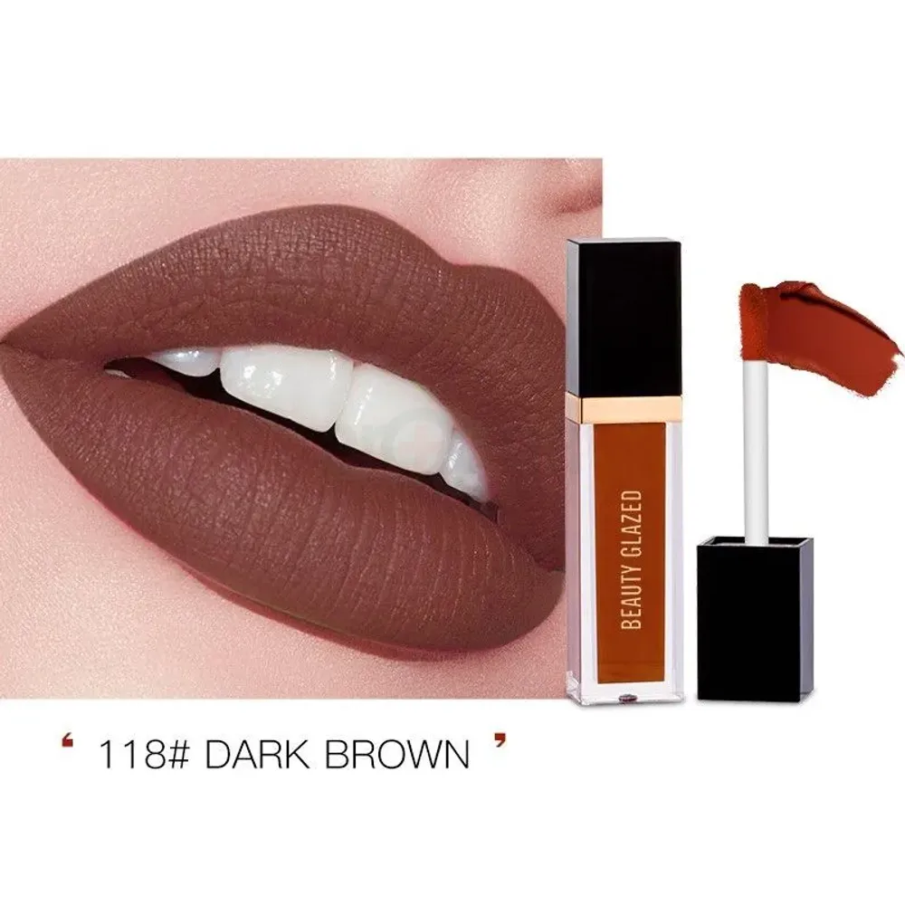 Beauty Glazed Matte Liquid Lipstick - Dark Brown 118  