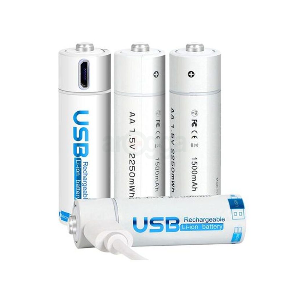 AiVR USB-C Rechargeable AA Batteries (4 pcs, 2550 mAh)  