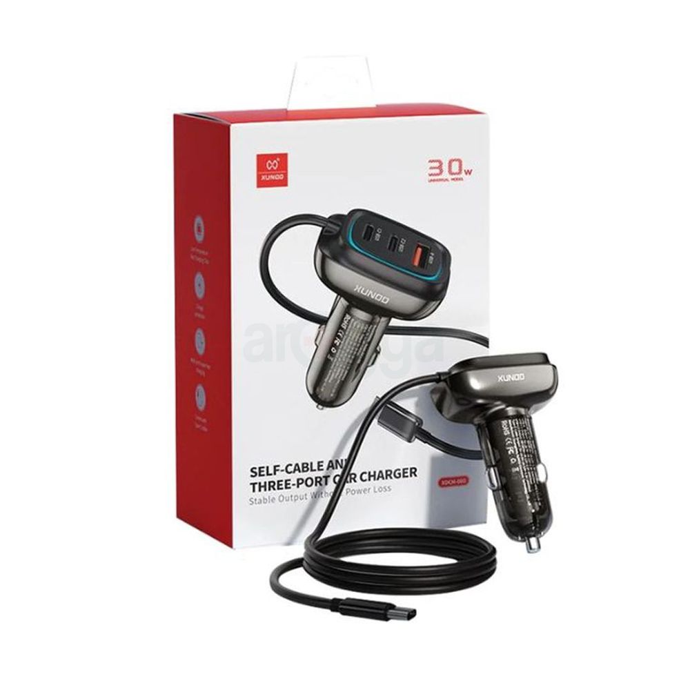Xundd Self-Cable And Three-Port Car Charger XDCH-080  