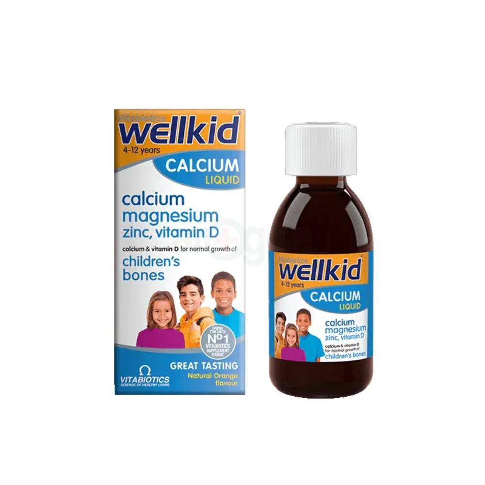 Vitabiotics Wellkid Calcium Liquid, Natural Orange Flavor, 4 to 12 years  