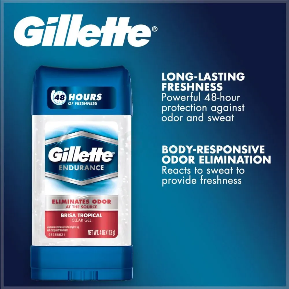 Gillette Endurance Brisa Tropical Power Beads Antiperspirant Clear Gel  