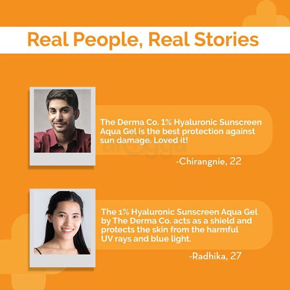 The Derma Co 1% Hyaluronic Sunscreen SPF50 PA++++ Aqua Gel for Broad Spectrum & Blue Light Protection For Normal to Oily Skin  - 50gm  