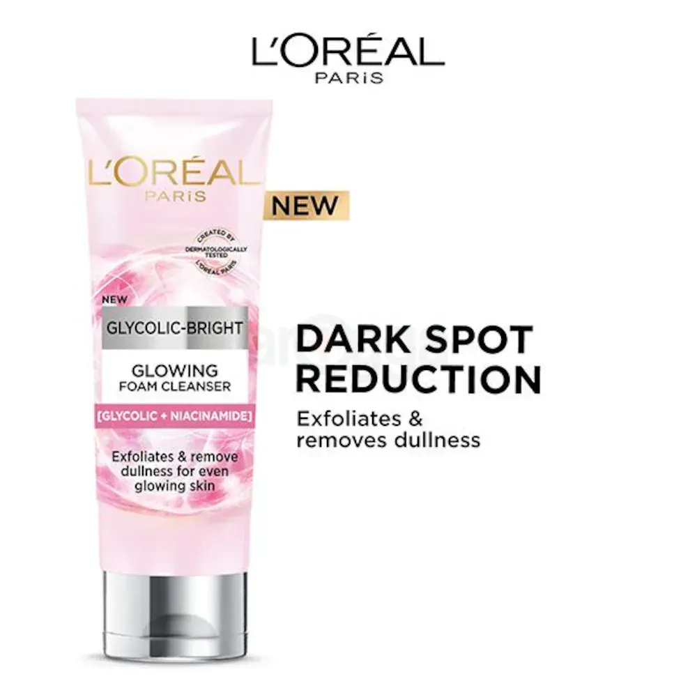 Loreal Paris Glycolic Bright Glowing Foam Cleanser with Glycolic Acid & Niacinamide  