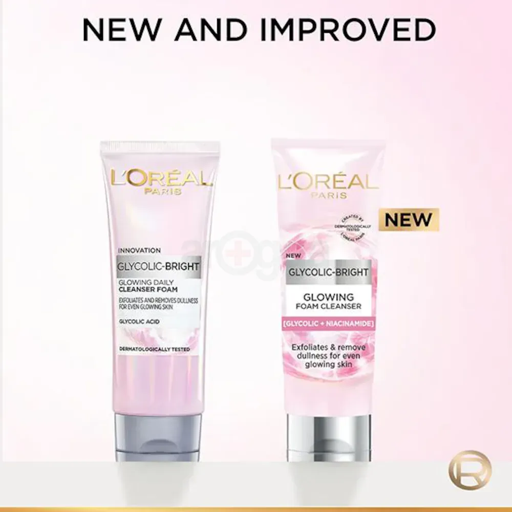 Loreal Paris Glycolic Bright Glowing Foam Cleanser with Glycolic Acid & Niacinamide  