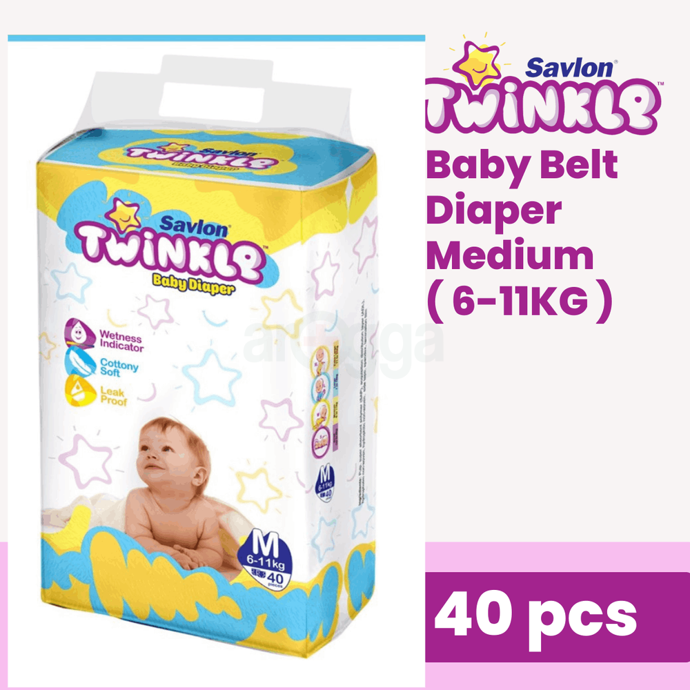 Savlon Twinkle Baby Belt Diaper M 40pcs (6-11 kg)  