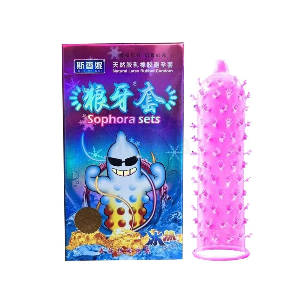 Sophora Big Dotted Condom Long Lasting Condom For Men - 12Pcs Pack (Blue)  