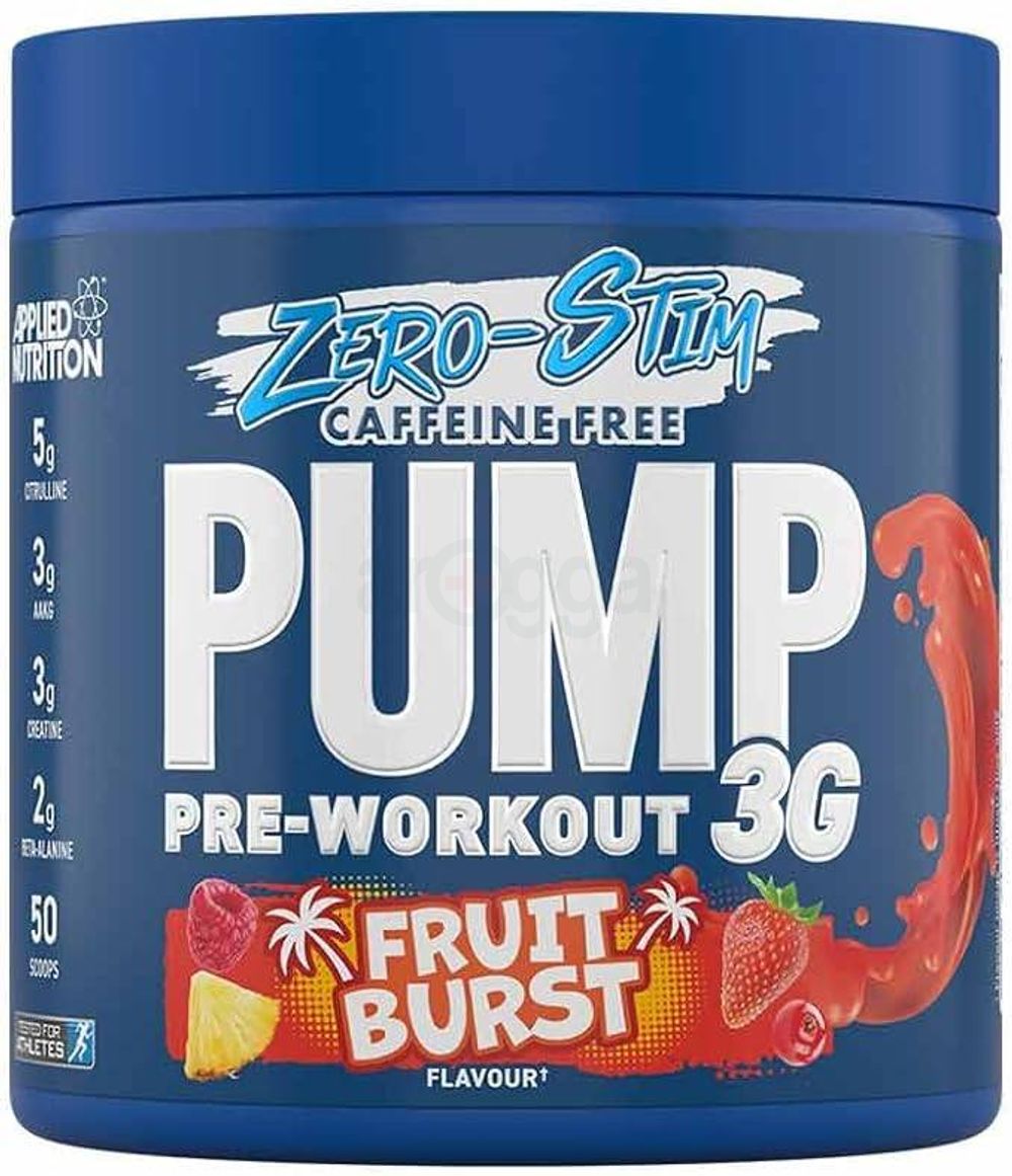 Applied Nutrition Pump Zero Pre Workout - Zero Stim, Caffeine Free, Energy & Performance (375g - 25 Servings) (ICY Blue Raz)  