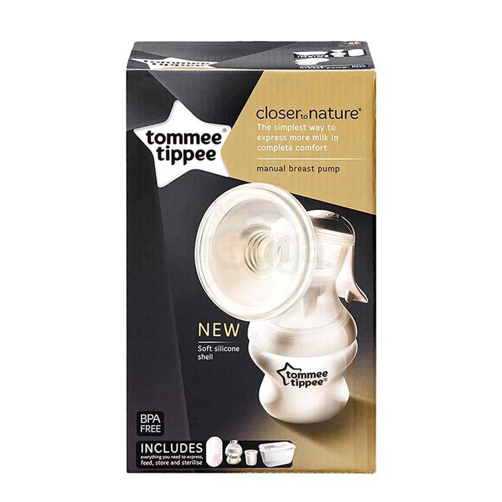 Tommee Tippee Closer to Nature Manual Breast Pump Kit (Handy Sterilizer Box, 150ml Bottle, Milk Storage Lid and Disposable Breast Pads)  