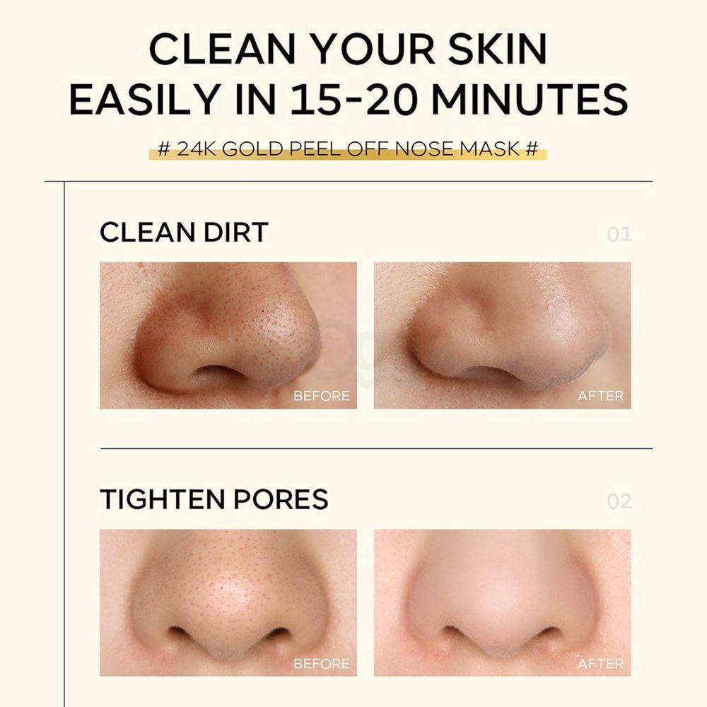 Quiyum 24k Gold Peel-off Nose Mask for Tighten Pores, Deep Cleansing & Smoothing  