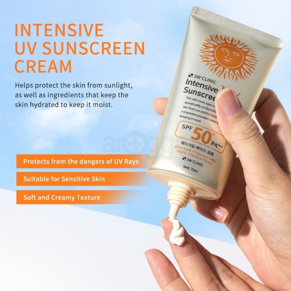 3W Clinic Intensive UV Sunblock Cream with SPF50+ PA+++ 70ml  