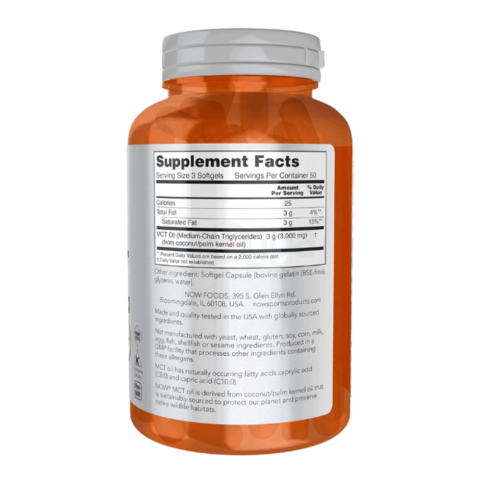 NOW Sports Nutrition, MCT (Medium-chain triglycerides) Oil 1,000 mg, Weight Management, 150 Softgels  