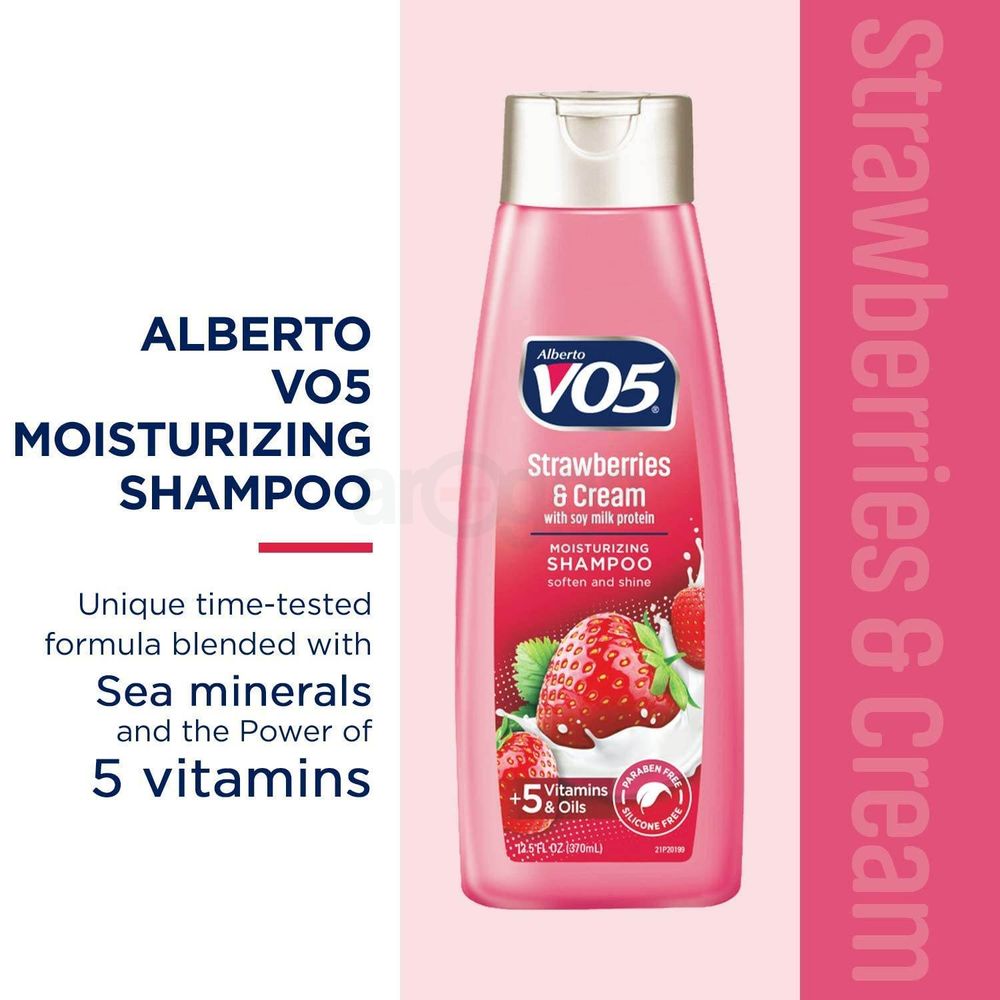 Alberto V05 Strawberries & Cream Moisturizing Shampoo with Soy Milk Protein for Soften & Shine Hair  