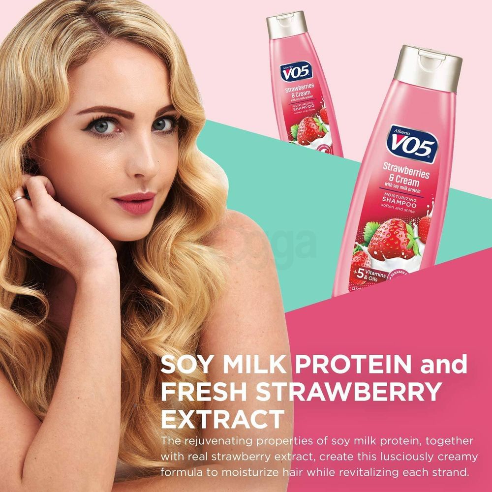 Alberto V05 Strawberries & Cream Moisturizing Shampoo with Soy Milk Protein for Soften & Shine Hair  