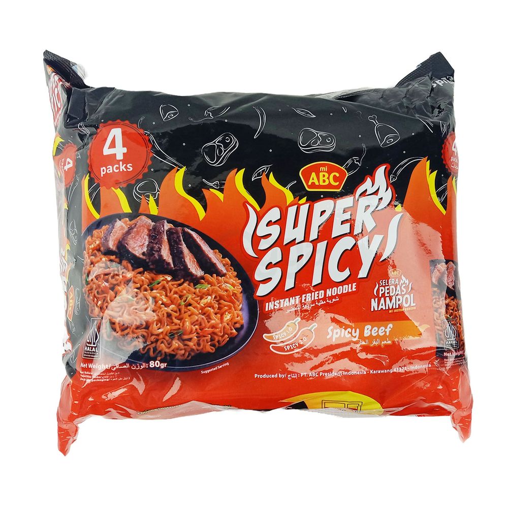 Mi ABC Super Spicy Instant Fried Noodle Spicy Beef 4's Pack  