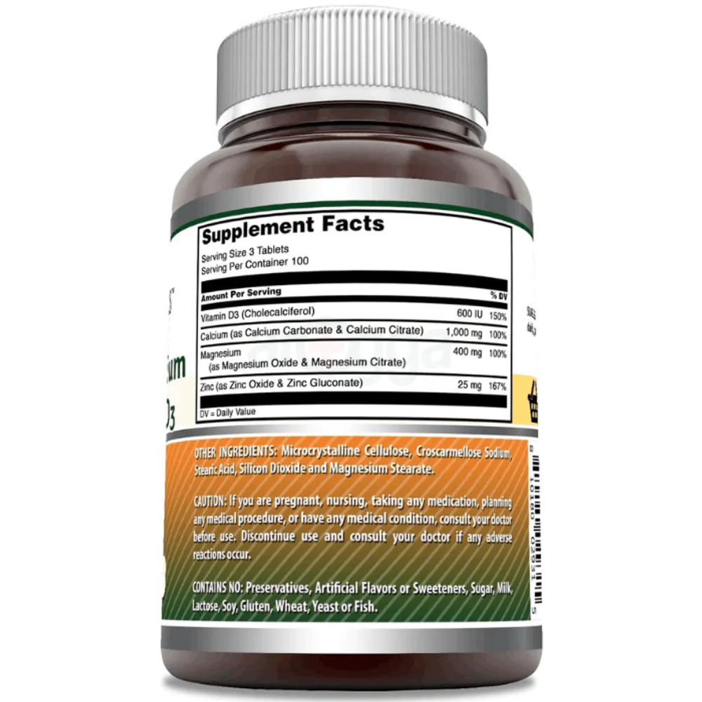 Amazing Formulas Calcium Magnesium Zinc D3 - 300 Tablets  