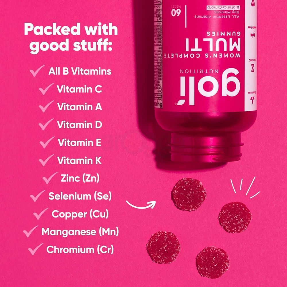 Goli® Women’s Multivitamin Gummies - 60 Count - All 13 Essential Vitamins, and Key Minerals - Kosher, Gluten-Free, Vegan, and Non-GMO.  