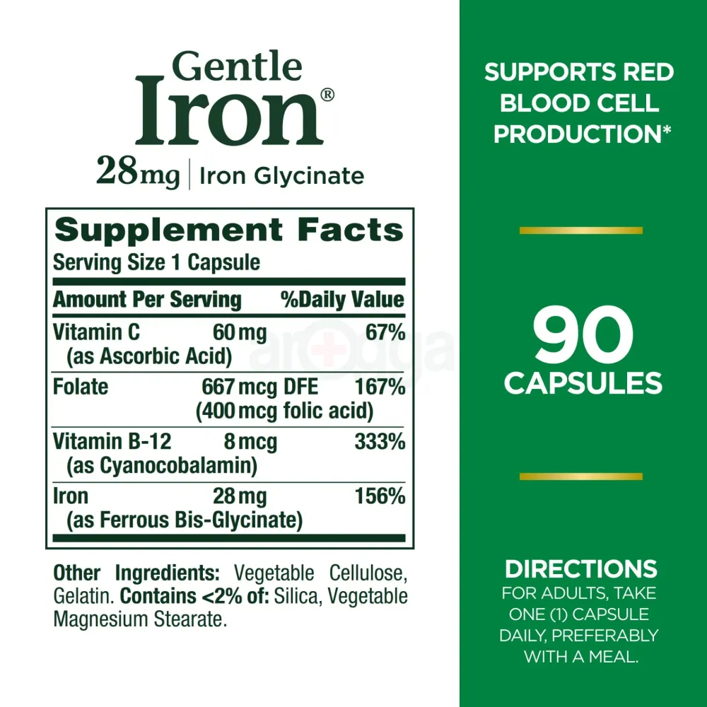 Nature's Bounty Gentle Iron 28gm 90 Capsules  