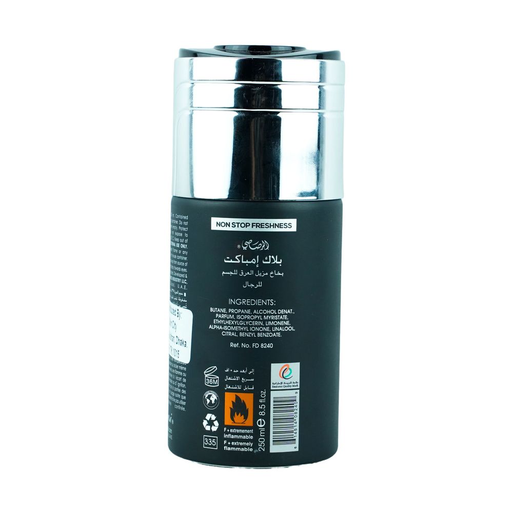 Rasasi Black Impact Deodorant Body Spray for Men  