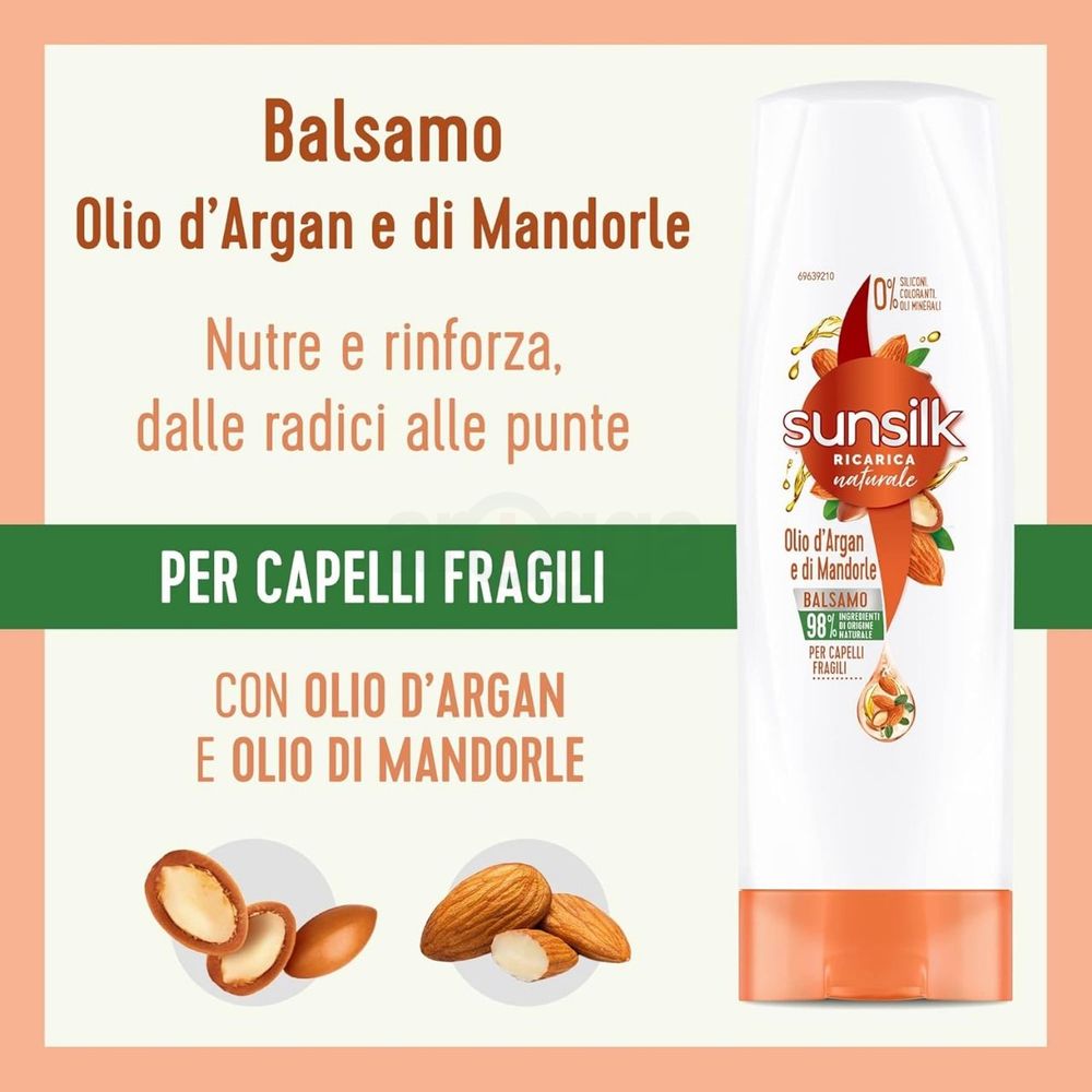 Sunsilk Natural Recharge Conditioner with Argan and Almond Oil for Fragile Hair  