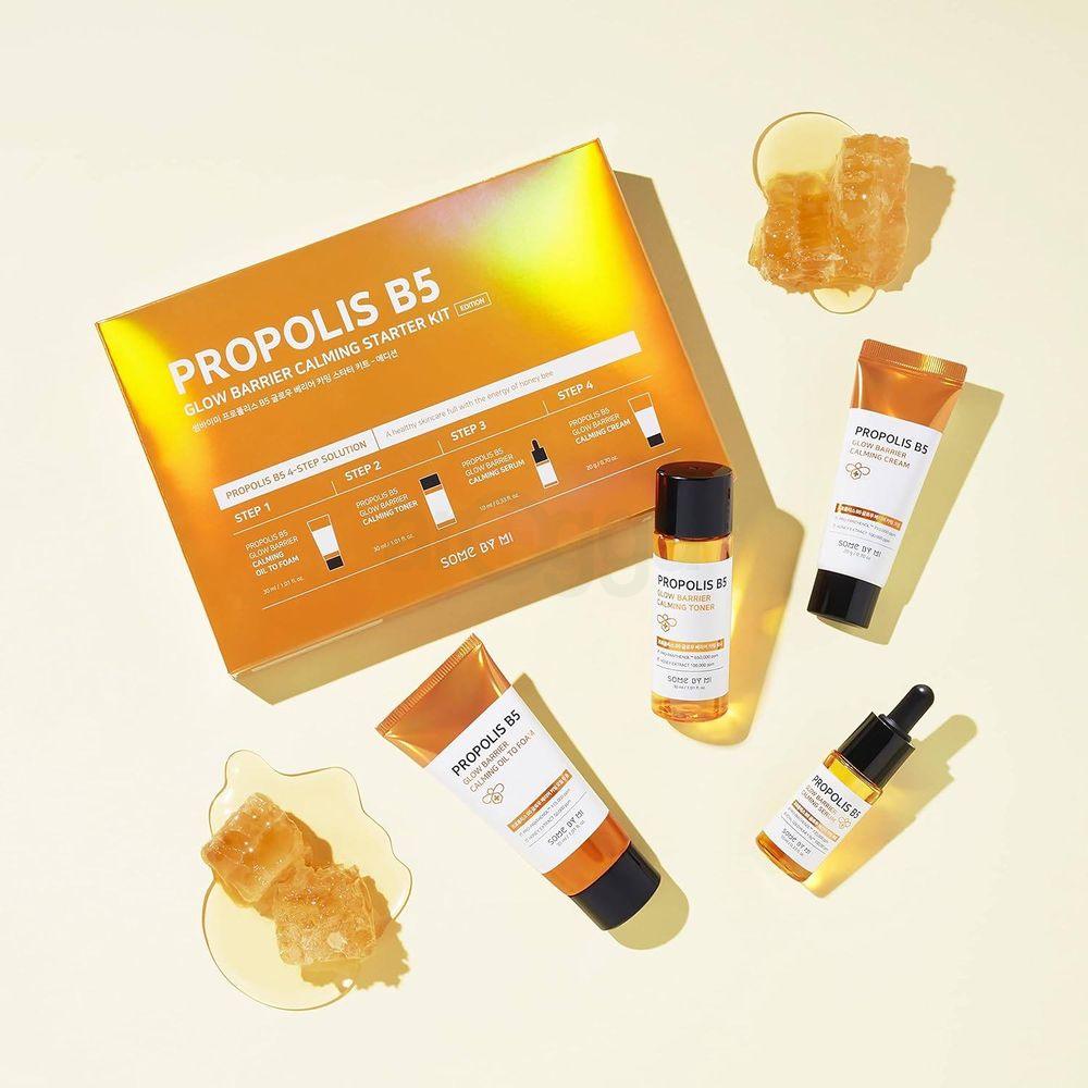 Some By Mi Propolis B5 GLow Barrier Calming Starter Kit (Cleanser+Toner+Serum+Cream)  