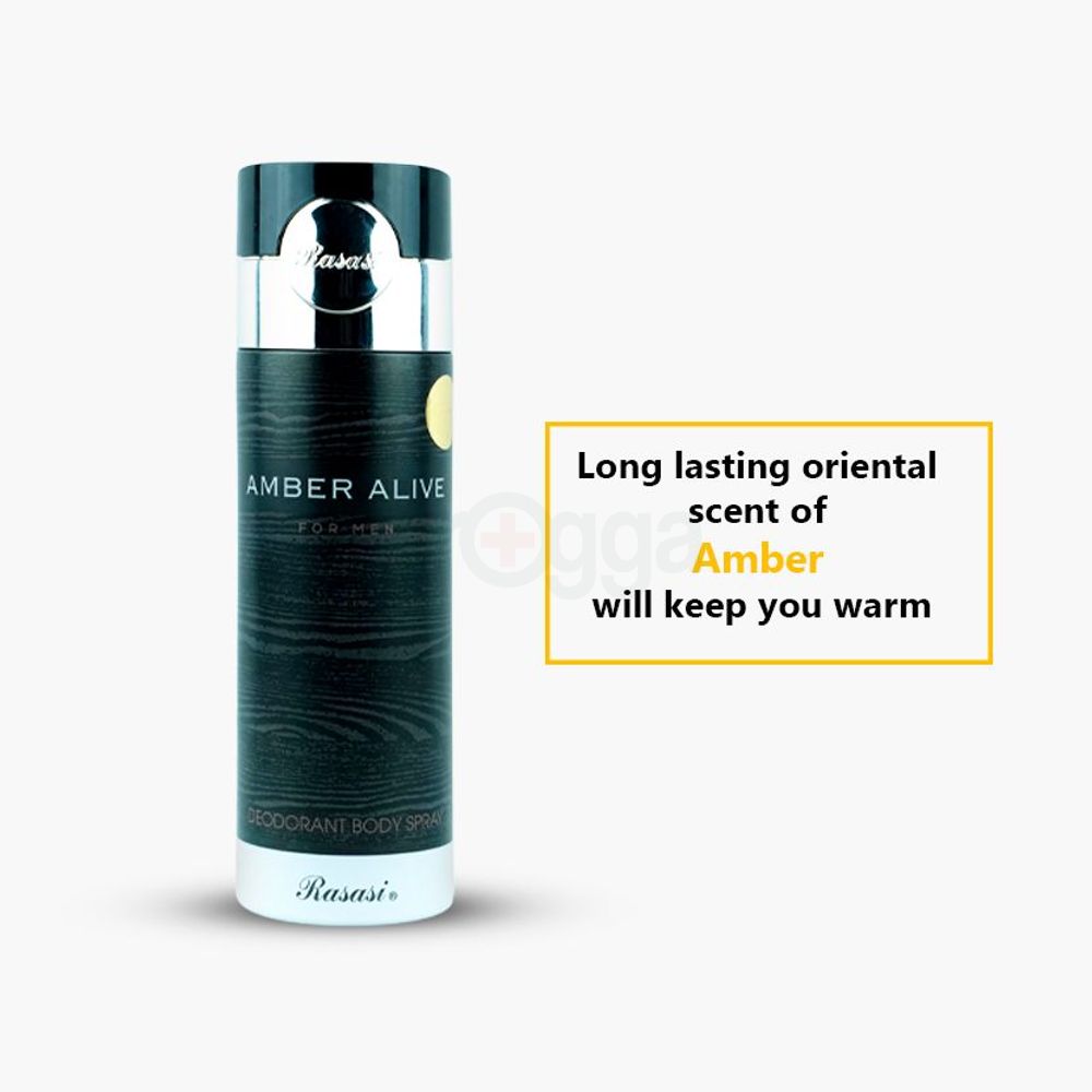 Rasasi Amber Alive Deodorant Body Spray for Men  