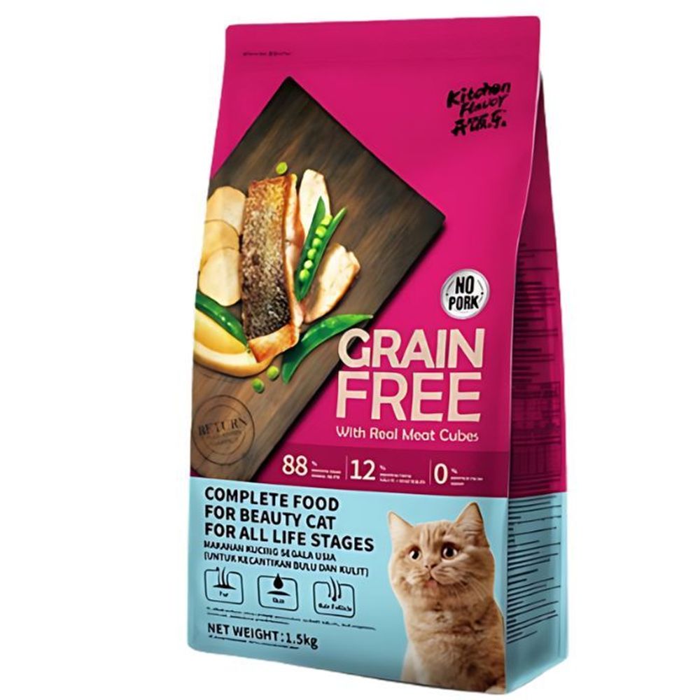 Kitchen Flavor Grain Free Complete Food For Beauty Cat All Life Stages 1.5kg  