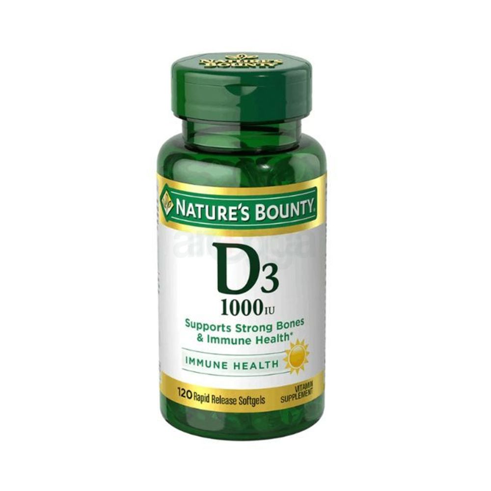 Nature's Bounty Vitamin D3 1000 IU, Immune Support, Helps Maintain Healthy Bones, 120 Rapid Release Softgels  