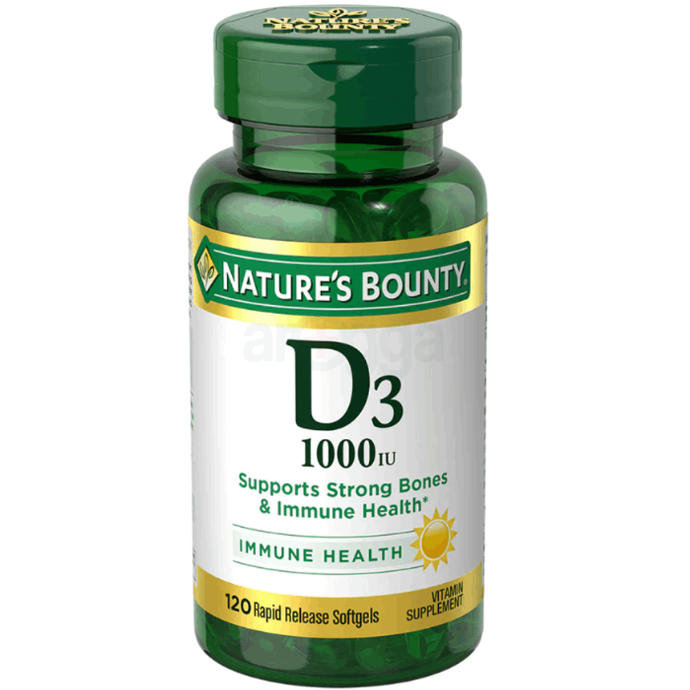 Nature's Bounty Vitamin D3 1000 IU, Immune Support, Helps Maintain Healthy Bones, 120 Rapid Release Softgels  