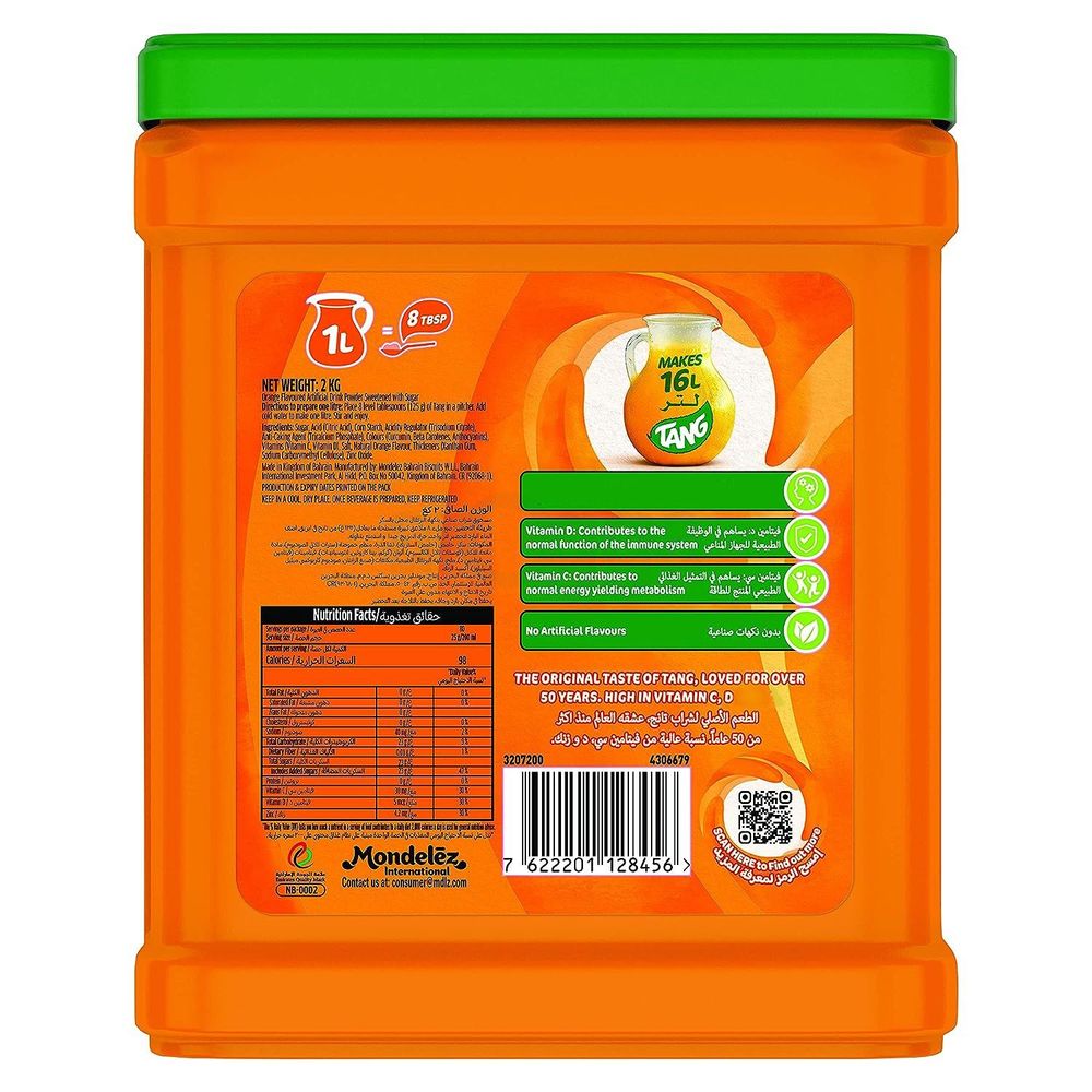 Tang Orange Flavoured Instant Drink Powder 2kg Jar	  