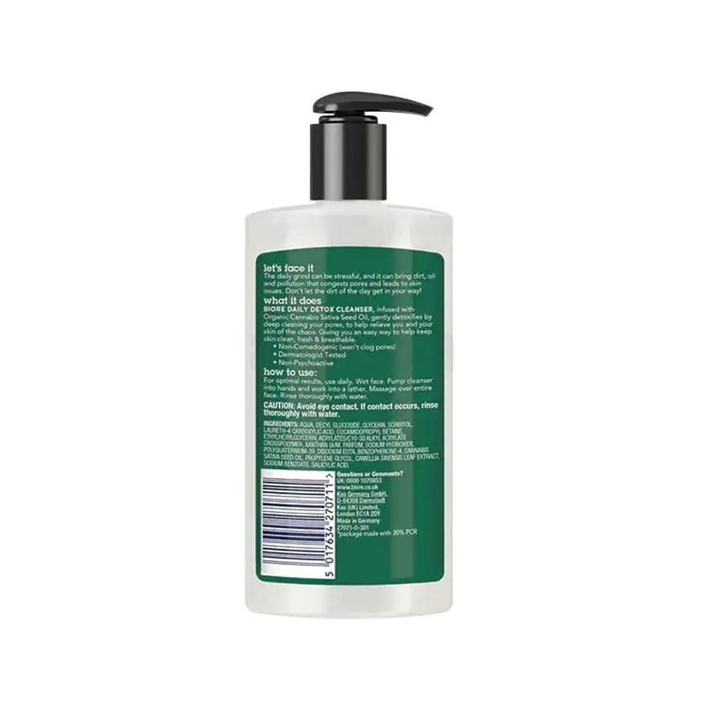 Biore Daily Detox Organic Cleanser with Cannabis Sativa Seed Oil  
