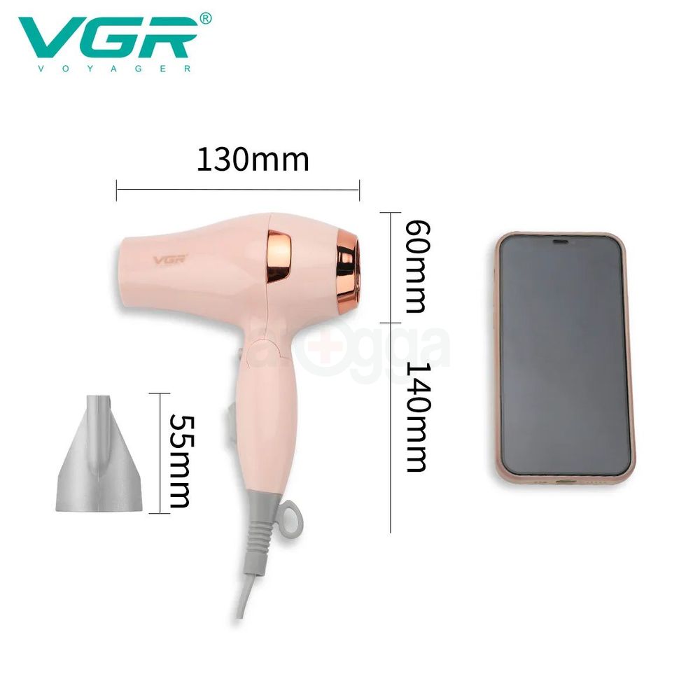VGR V-432 Professional Foldable Hair Dryer with 1000W DC Motor 2 Speed Settings Multicolour  