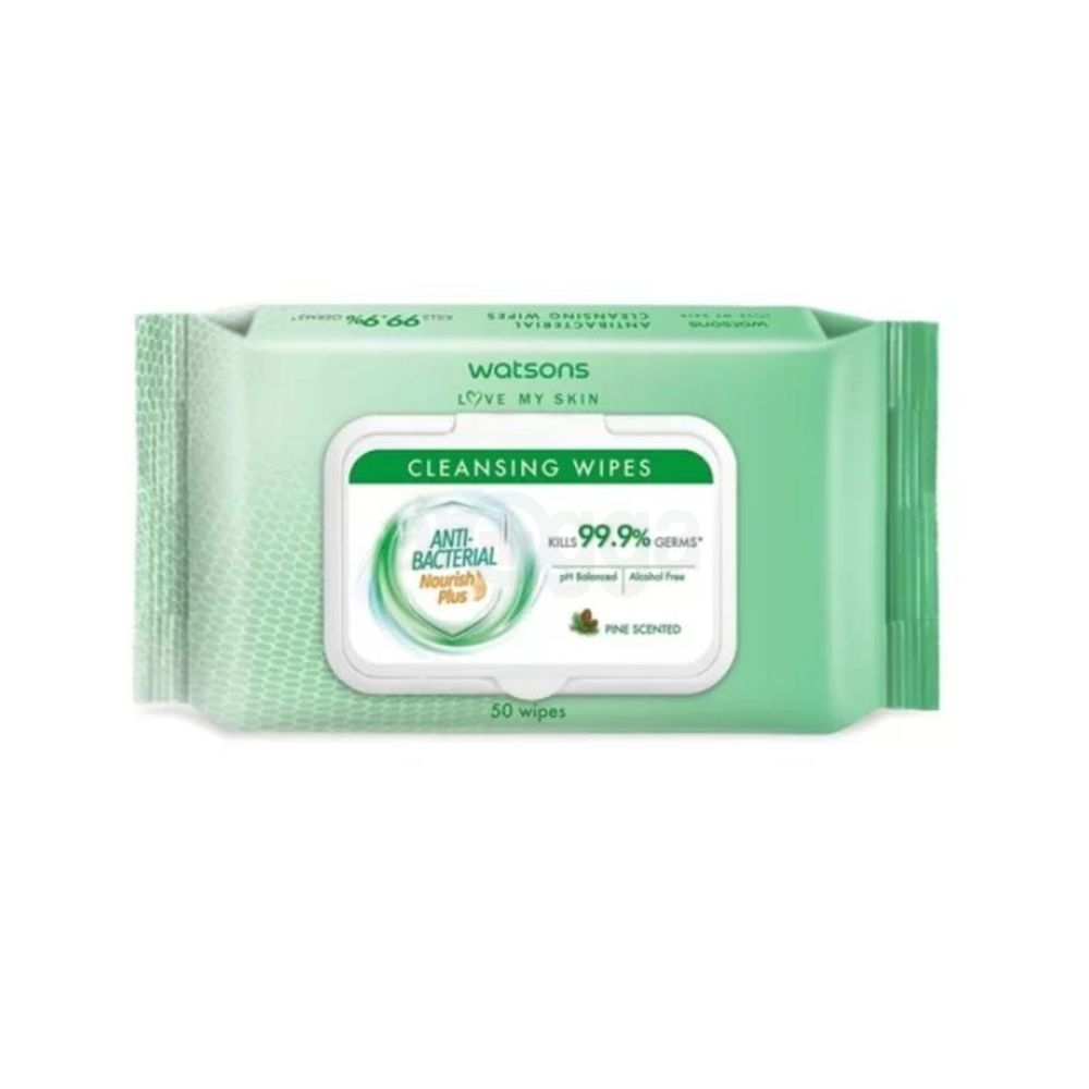 Watsons Antibacterial Cleansing Wipes Alcohol Free 50's Pack  