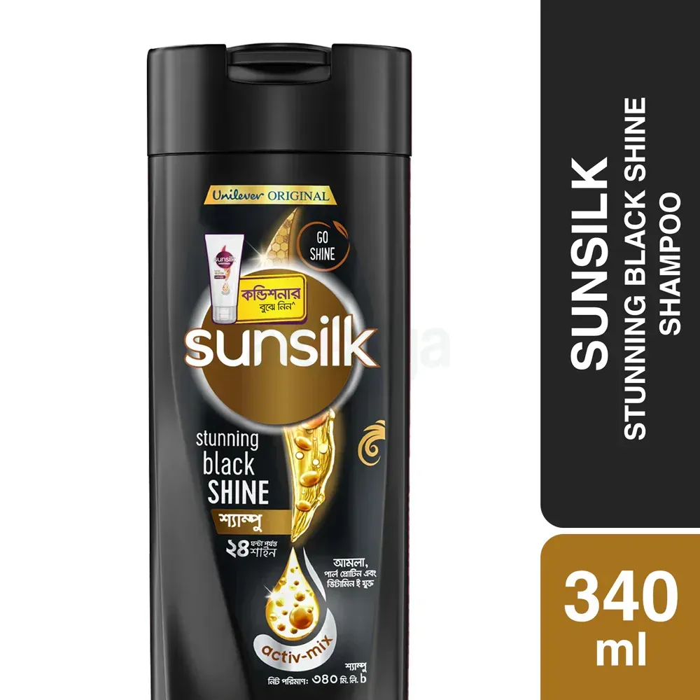Sunsilk Shampoo Stunning Black Shine 340ml (50ml Conditioner Free)  