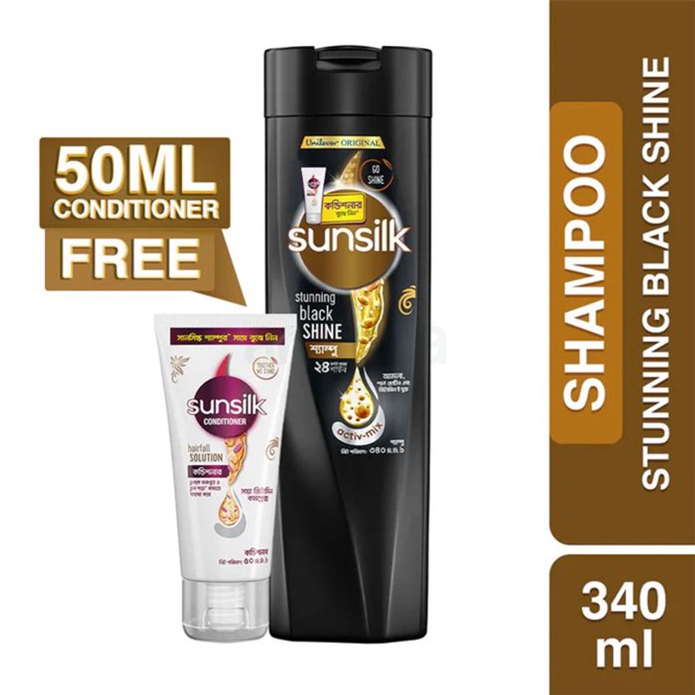 Sunsilk Shampoo Stunning Black Shine 340ml (50ml Conditioner Free)  