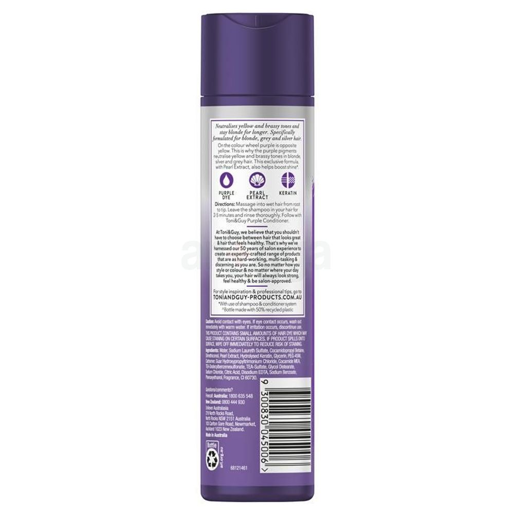 TONI & GUY Purple Shampoo with Pearl Extract for Neutralising Yellow & Brassy Tones  