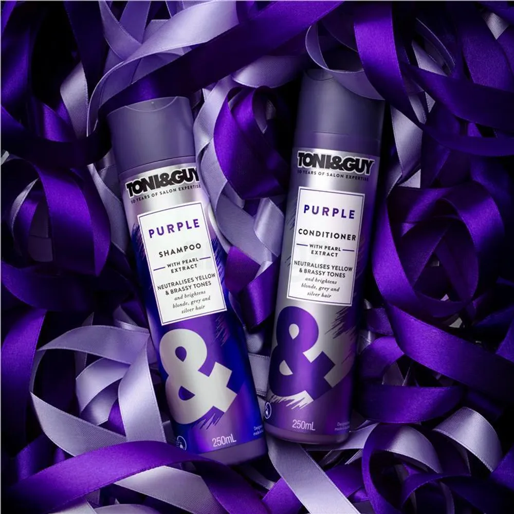 TONI & GUY Purple Shampoo with Pearl Extract for Neutralising Yellow & Brassy Tones  
